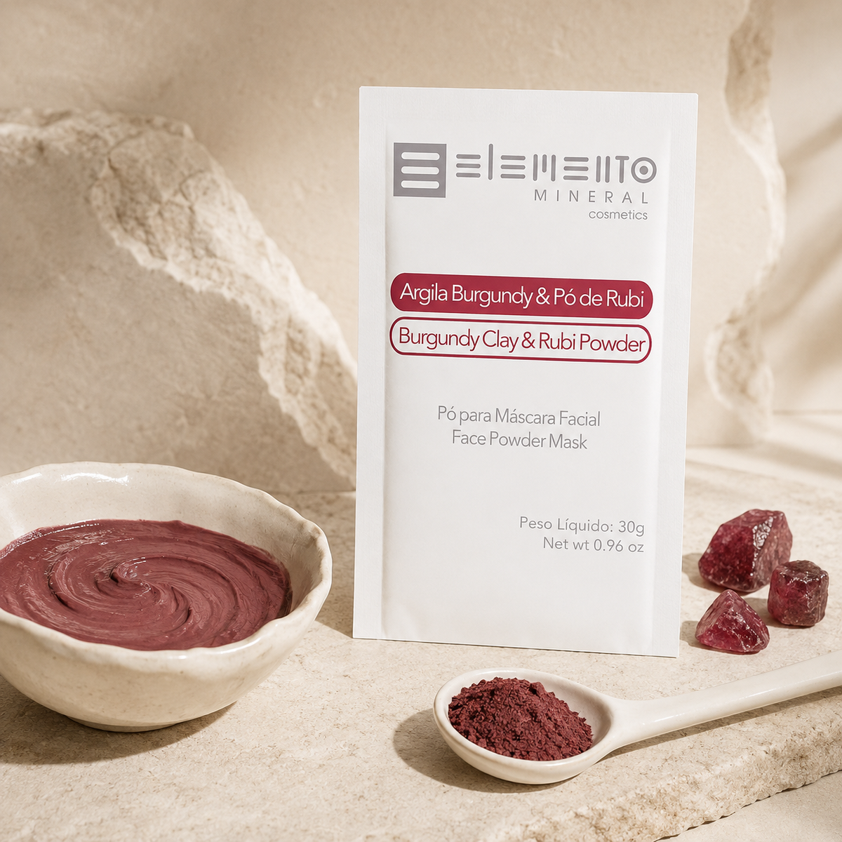 Argila Burgundy com Pó de Rubi 30g