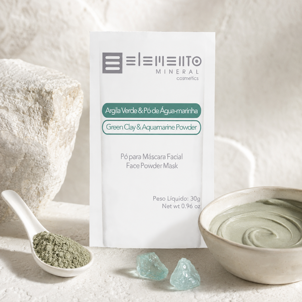 Argila Verde com Pó de Aguamarinha 30g